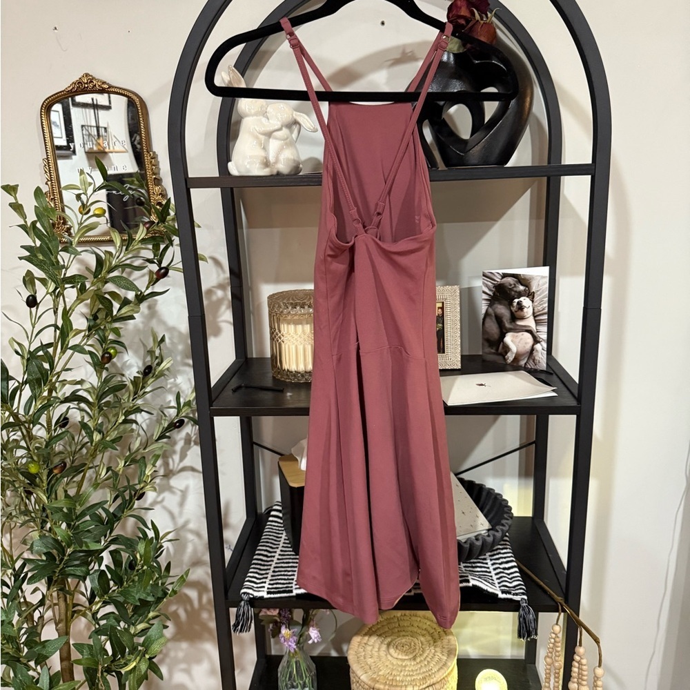 Girlfriend Collective work out Mini Dress in Mauve with shorts underneath - Picture 3 of 11